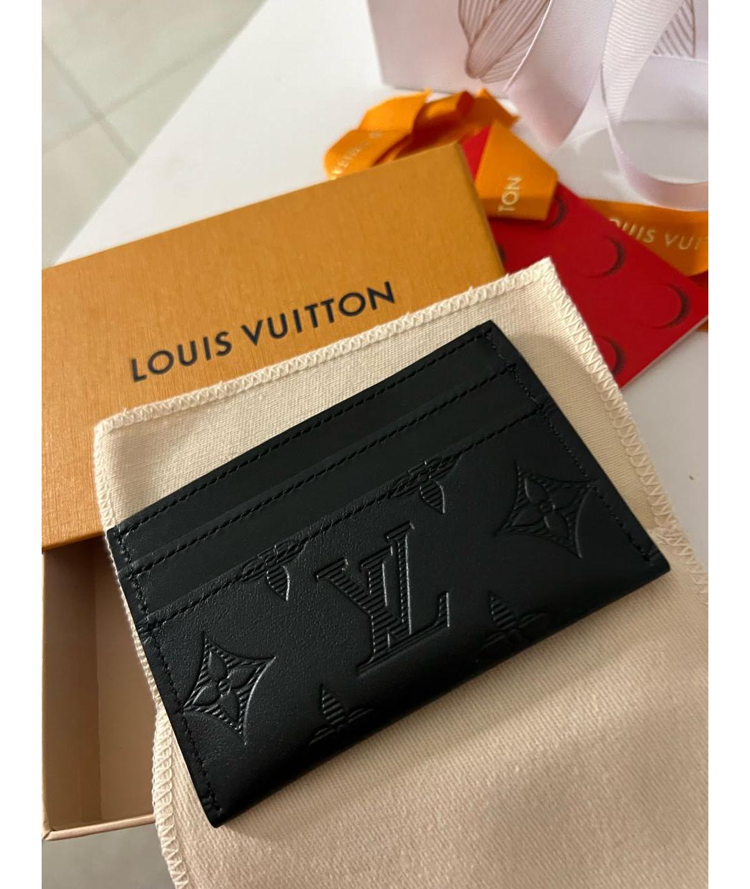 LOUIS VUITTON Черный кожаный кардхолдер, фото 2
