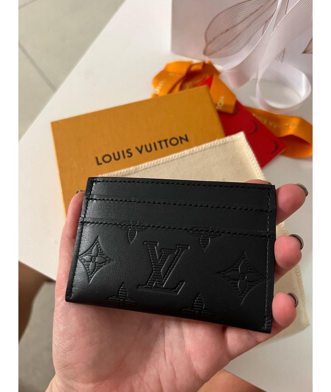 LOUIS VUITTON Черный кожаный кардхолдер, фото 3