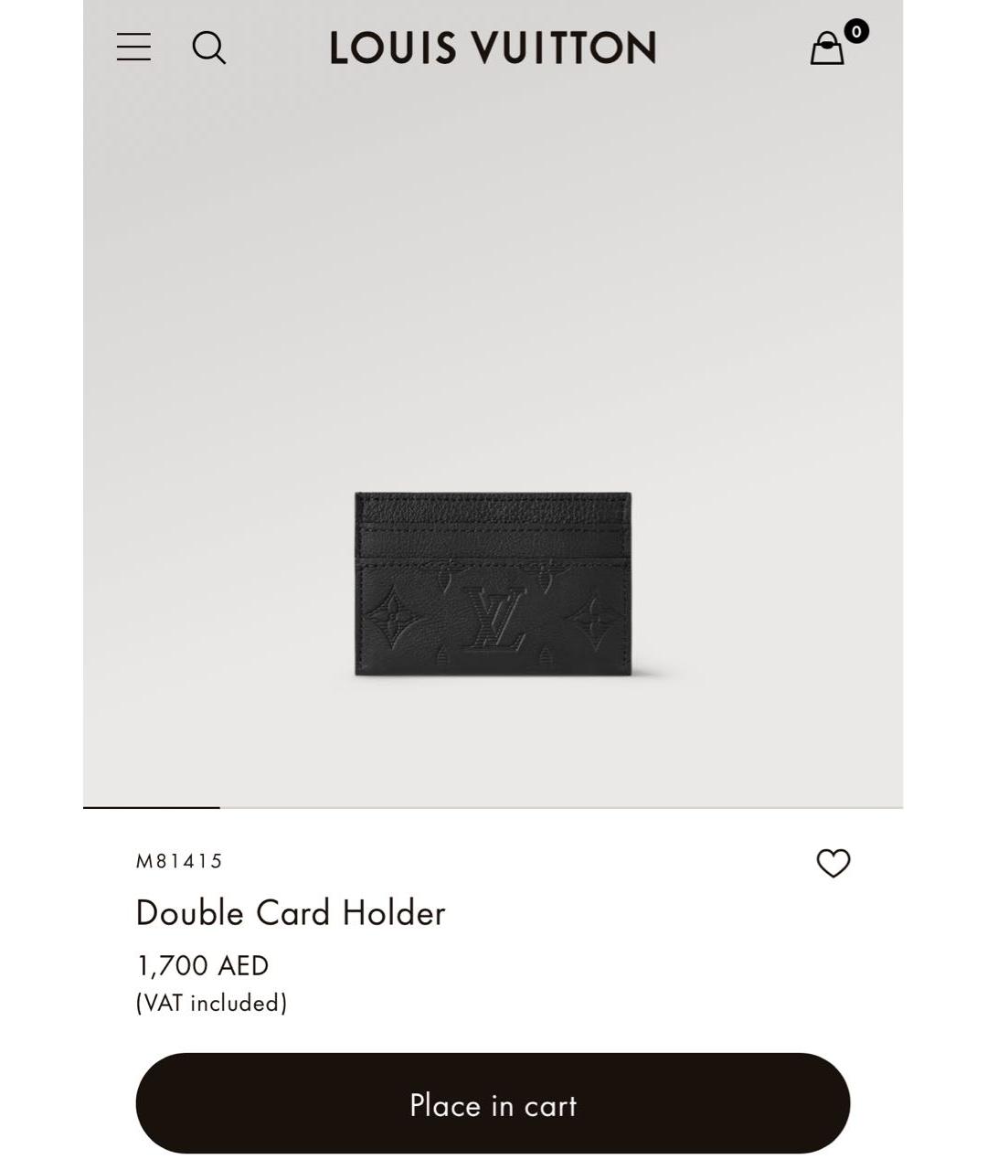 LOUIS VUITTON Черный кожаный кардхолдер, фото 4