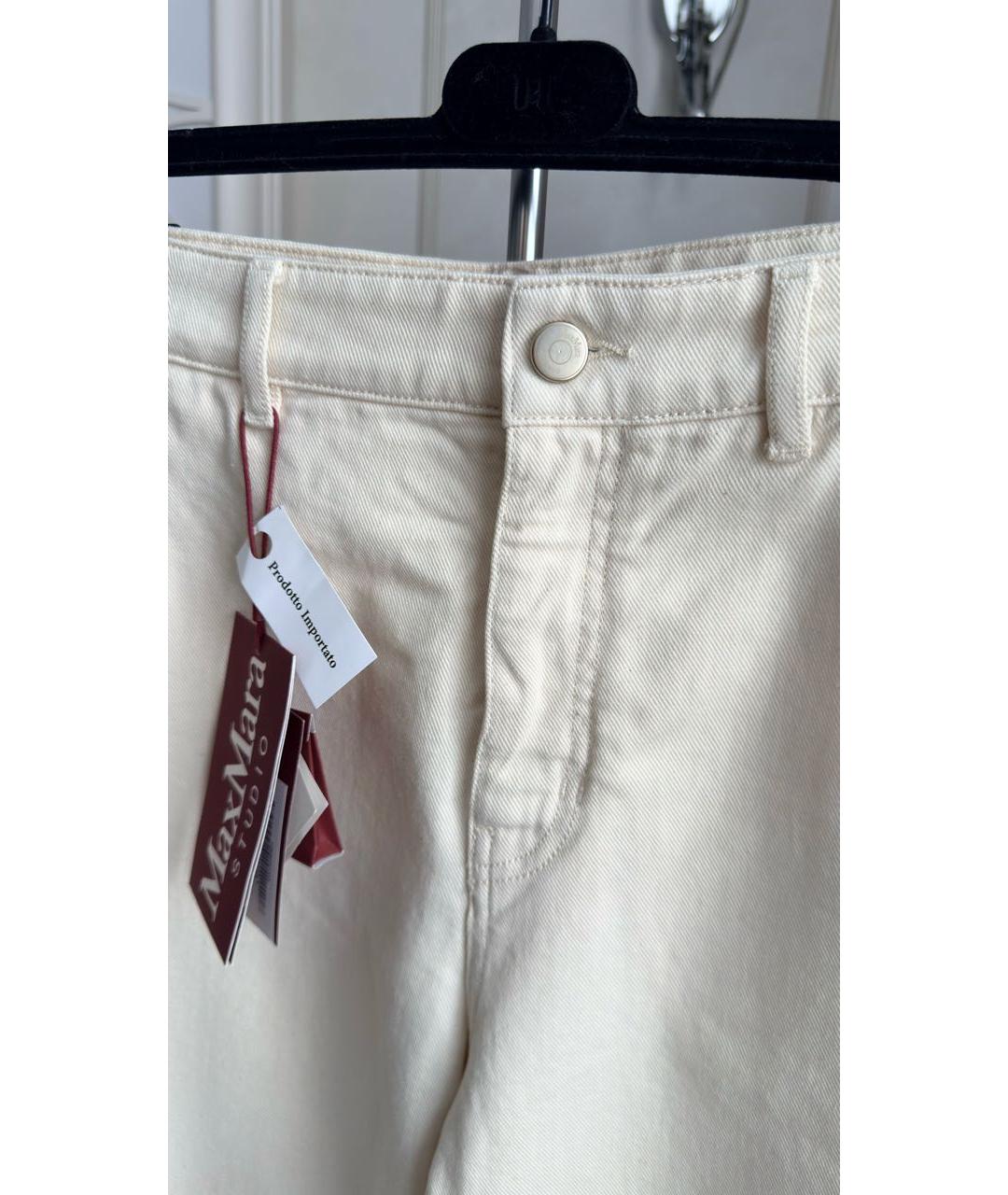MAX MARA STUDIO Бежевые хлопковые прямые джинсы, фото 8