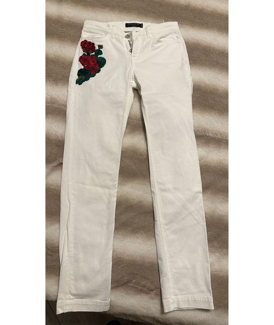 DOLCE&GABBANA Белые хлопко-эластановые прямые джинсы, фото 7