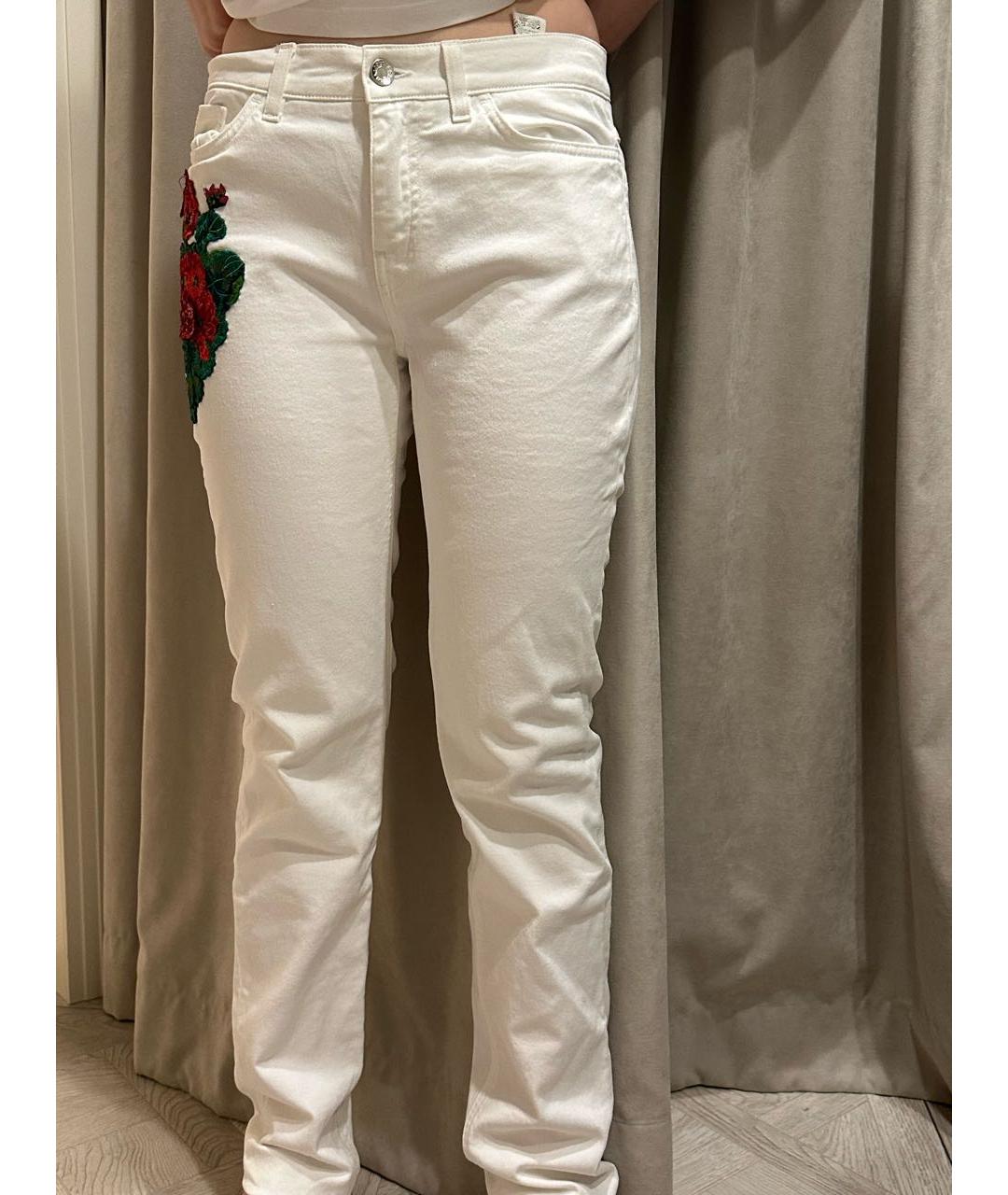 DOLCE&GABBANA Белые хлопко-эластановые прямые джинсы, фото 6