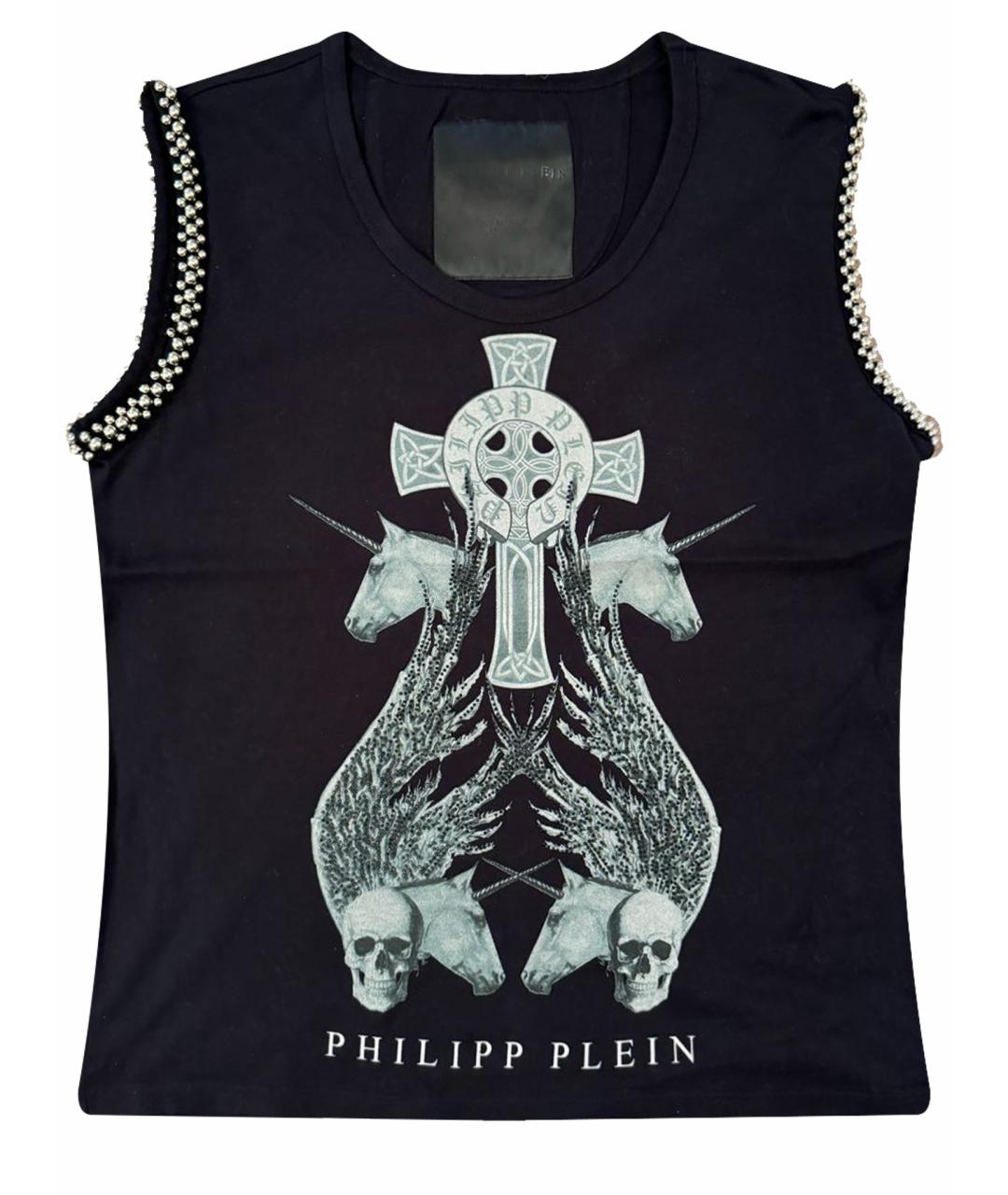 PHILIPP PLEIN Черная хлопковая майка, фото 1