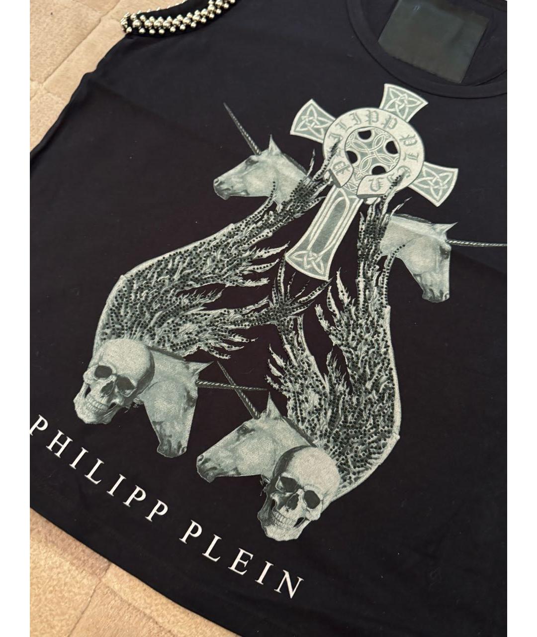 PHILIPP PLEIN Черная хлопковая майка, фото 2