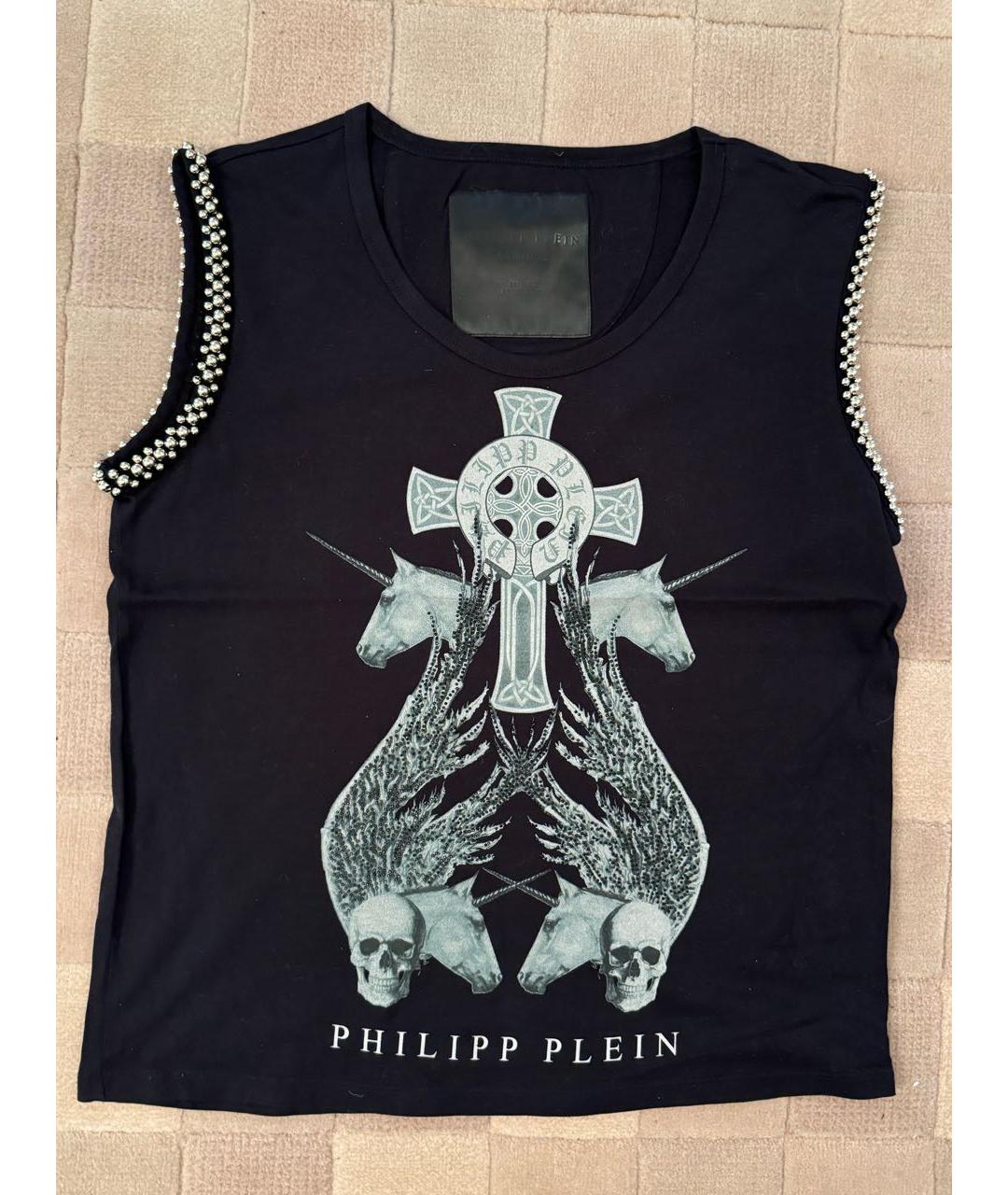 PHILIPP PLEIN Черная хлопковая майка, фото 7