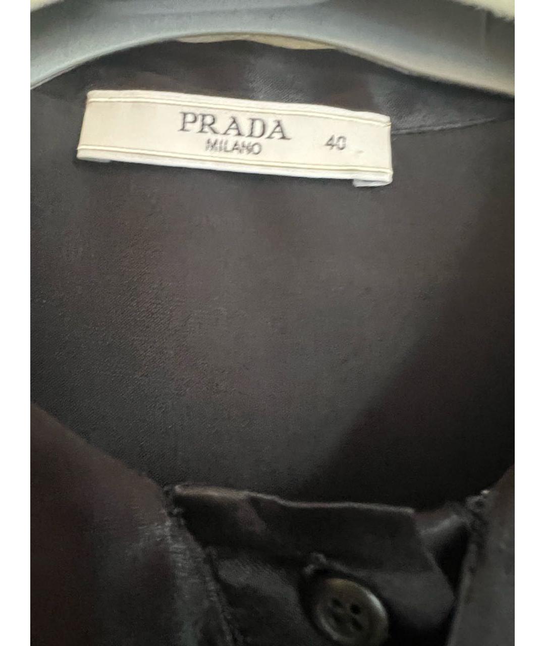 PRADA Черная шелковая блузы, фото 5