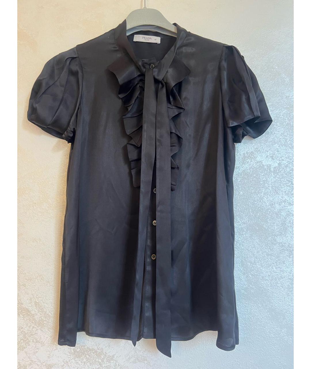 PRADA Черная шелковая блузы, фото 9