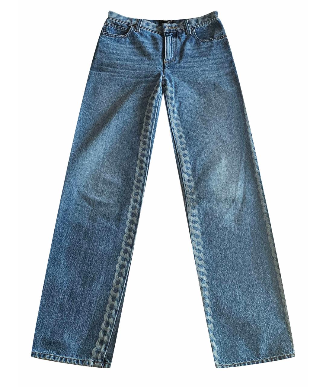 CHANEL Голубые хлопковые прямые джинсы, фото 1