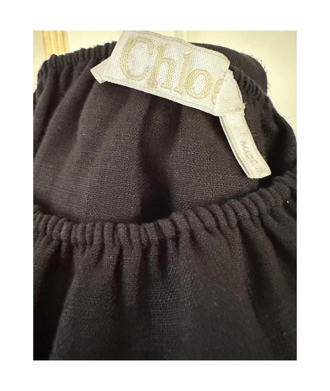 CHLOE Черная льняная блузы, фото 4