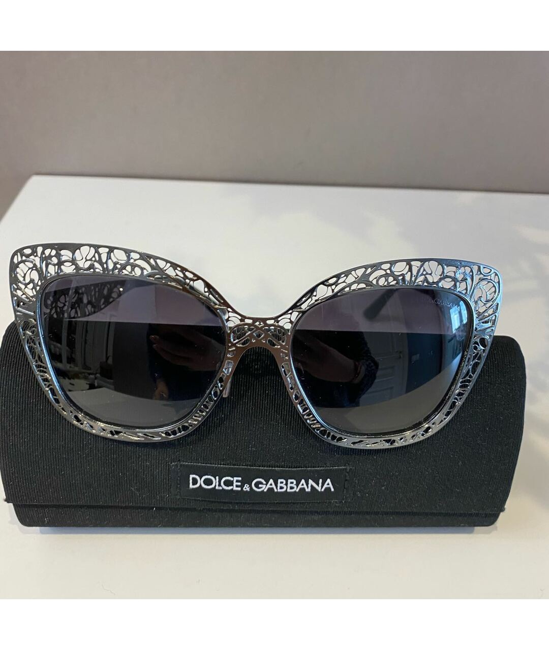 DOLCE&GABBANA Антрацитовые металлические солнцезащитные очки, фото 2