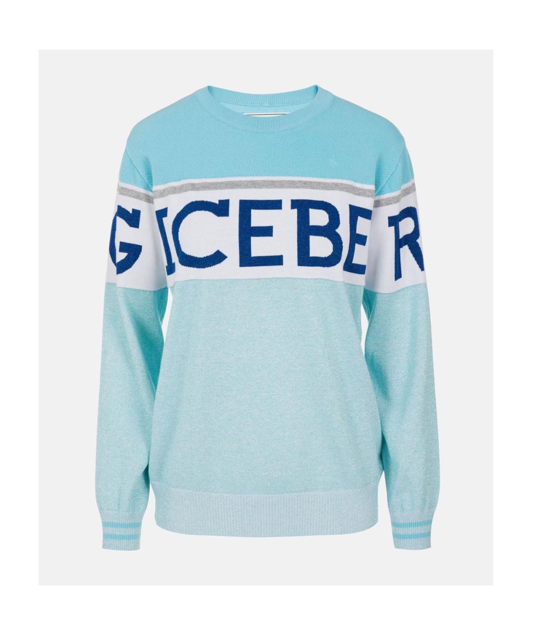 ICEBERG Голубой хлопковый джемпер / свитер, фото 9