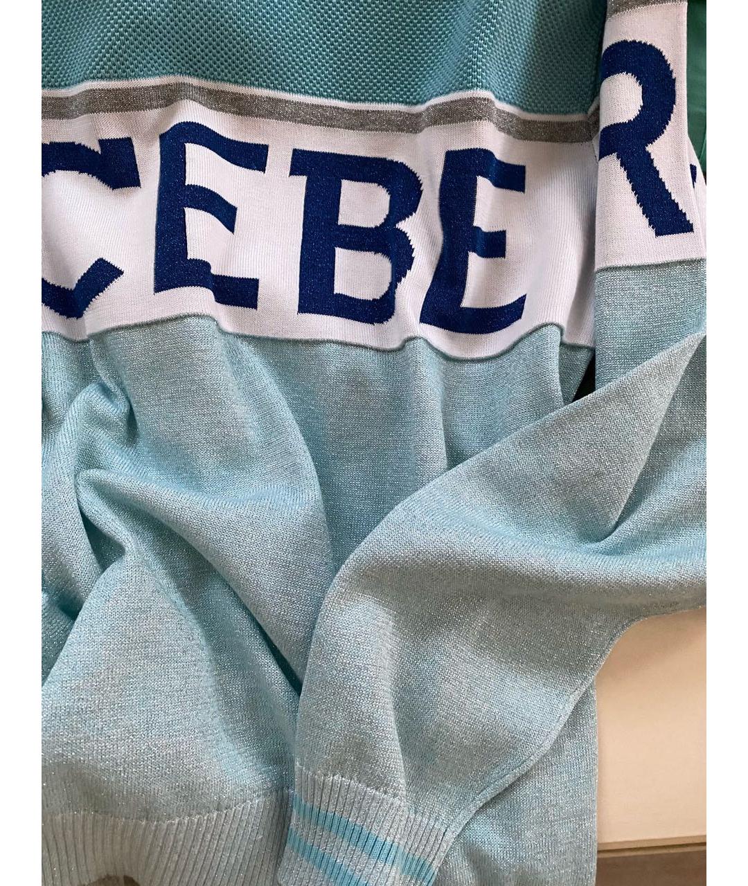 ICEBERG Голубой хлопковый джемпер / свитер, фото 8