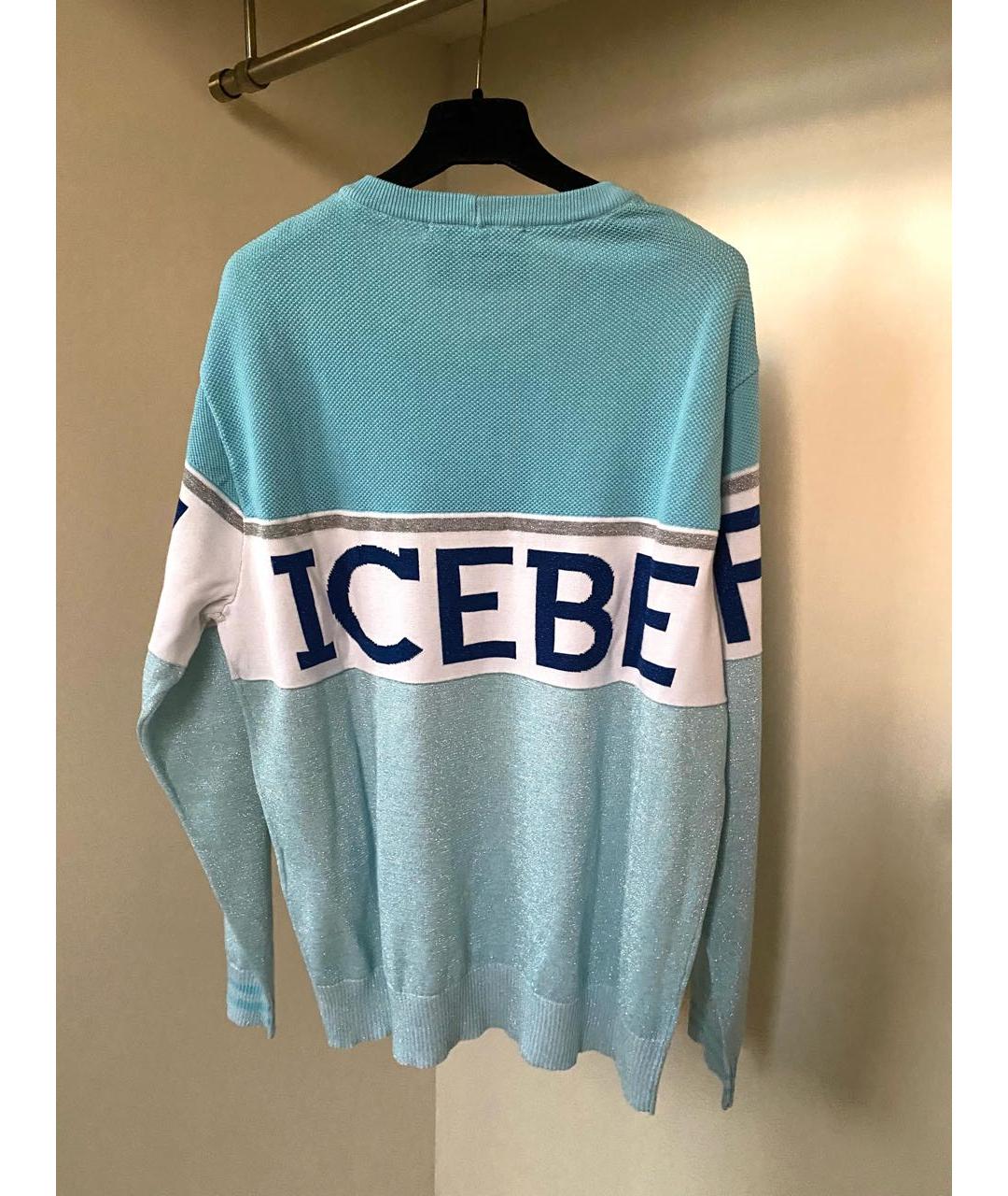 ICEBERG Голубой хлопковый джемпер / свитер, фото 6