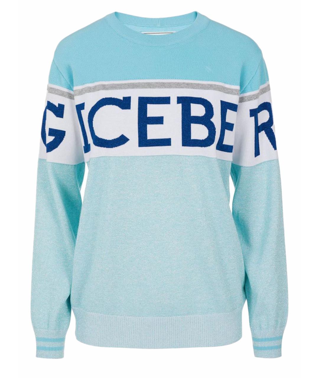 ICEBERG Голубой хлопковый джемпер / свитер, фото 1