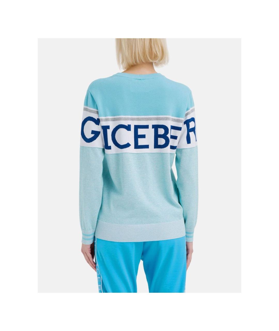 ICEBERG Голубой хлопковый джемпер / свитер, фото 2