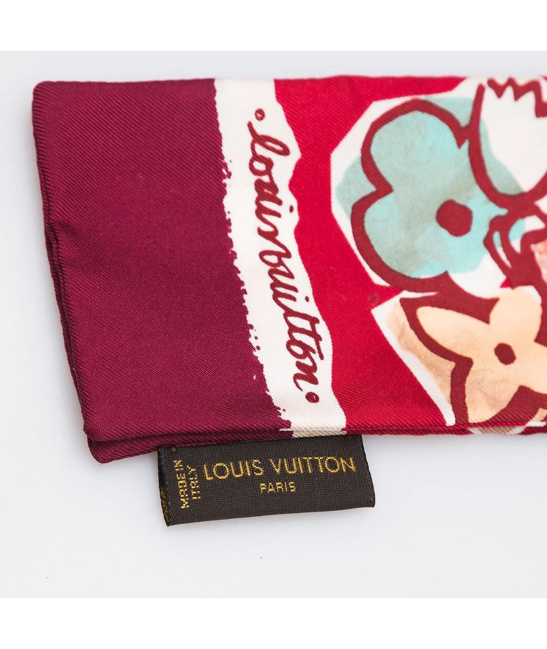 LOUIS VUITTON PRE-OWNED Бордовый шелковый платок, фото 3