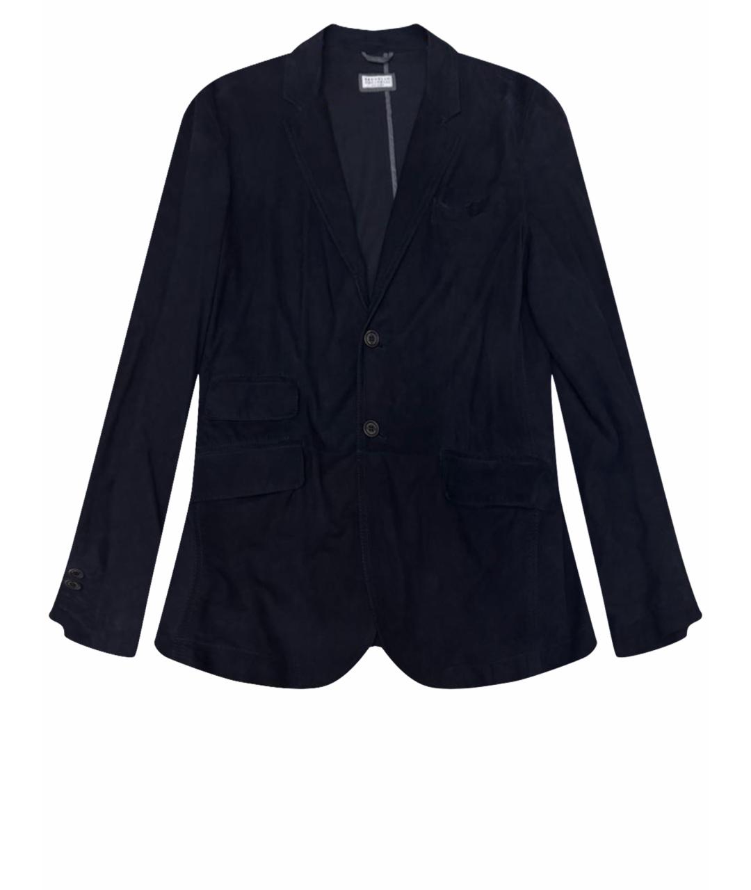BRUNELLO CUCINELLI Темно-синий замшевый пиджак, фото 1