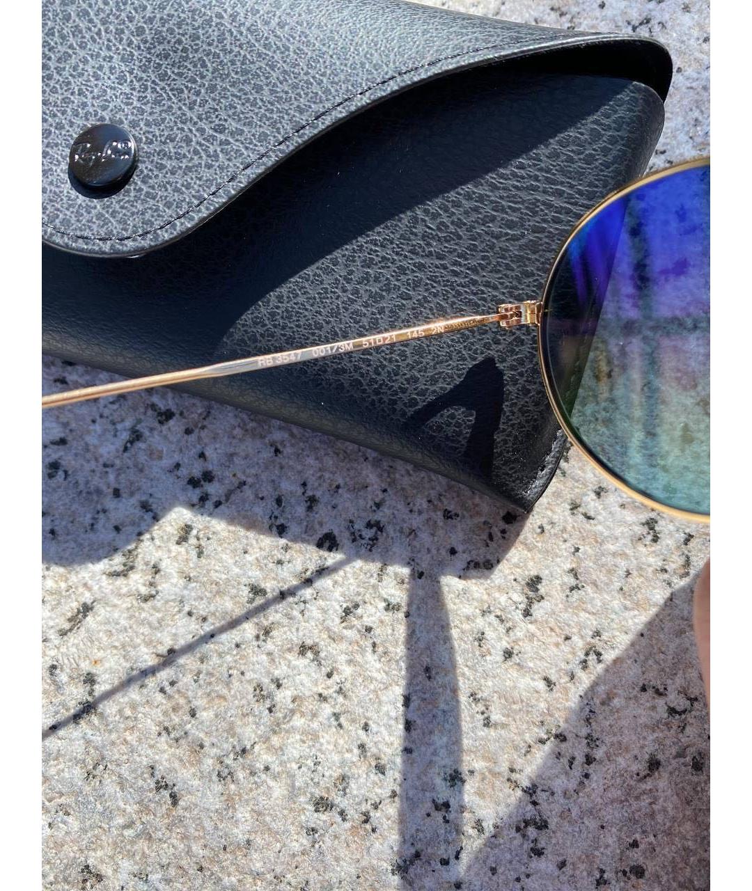 RAY BAN Голубые металлические солнцезащитные очки, фото 4