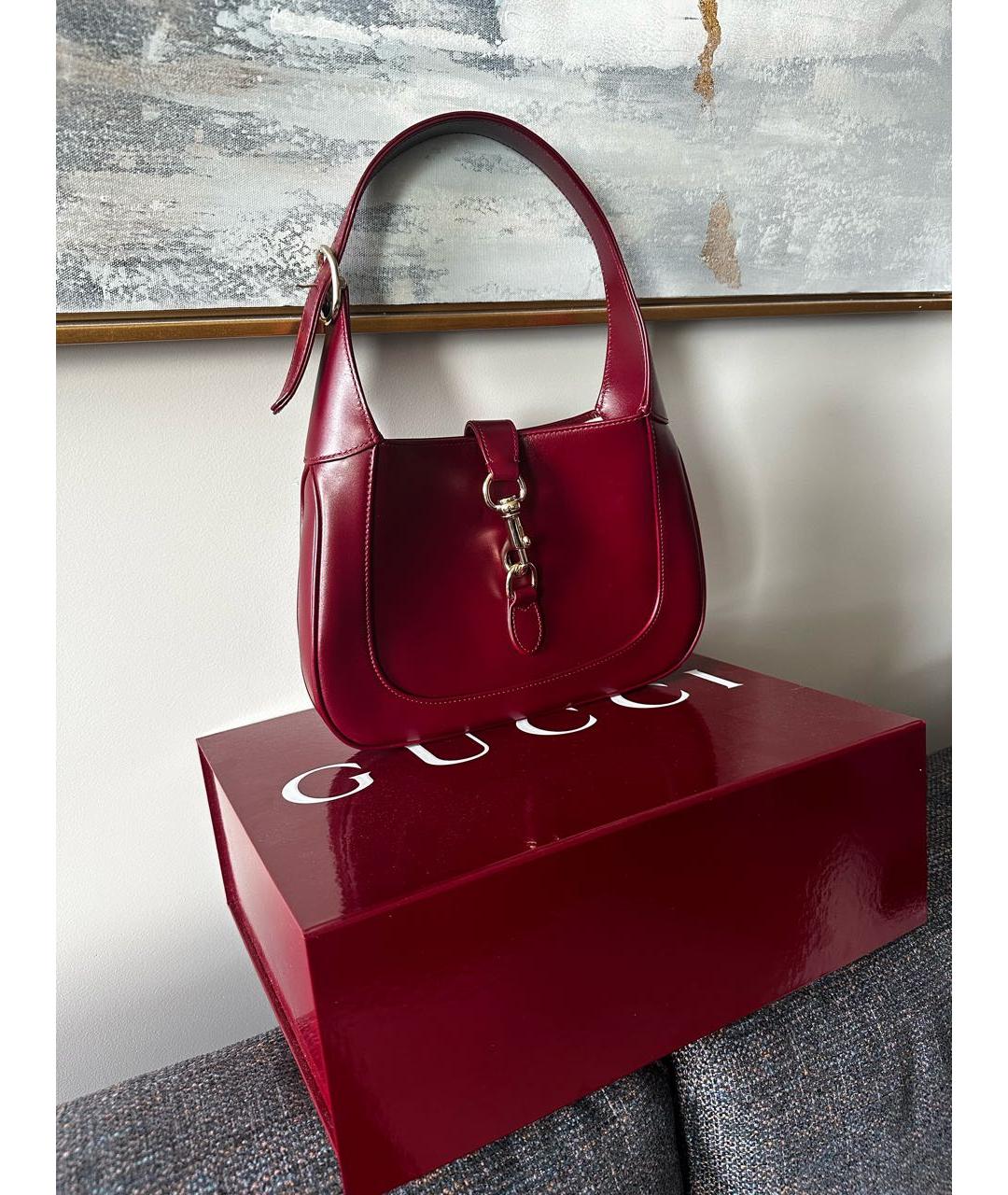 GUCCI Бордовая кожаная сумка с короткими ручками, фото 4