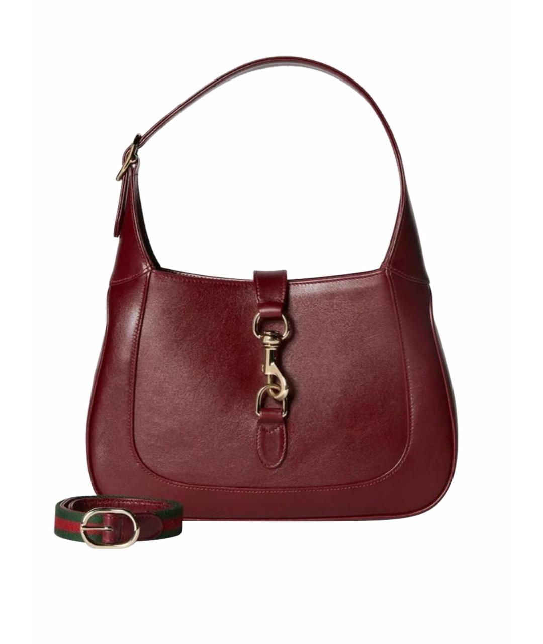 GUCCI Бордовая кожаная сумка с короткими ручками, фото 1