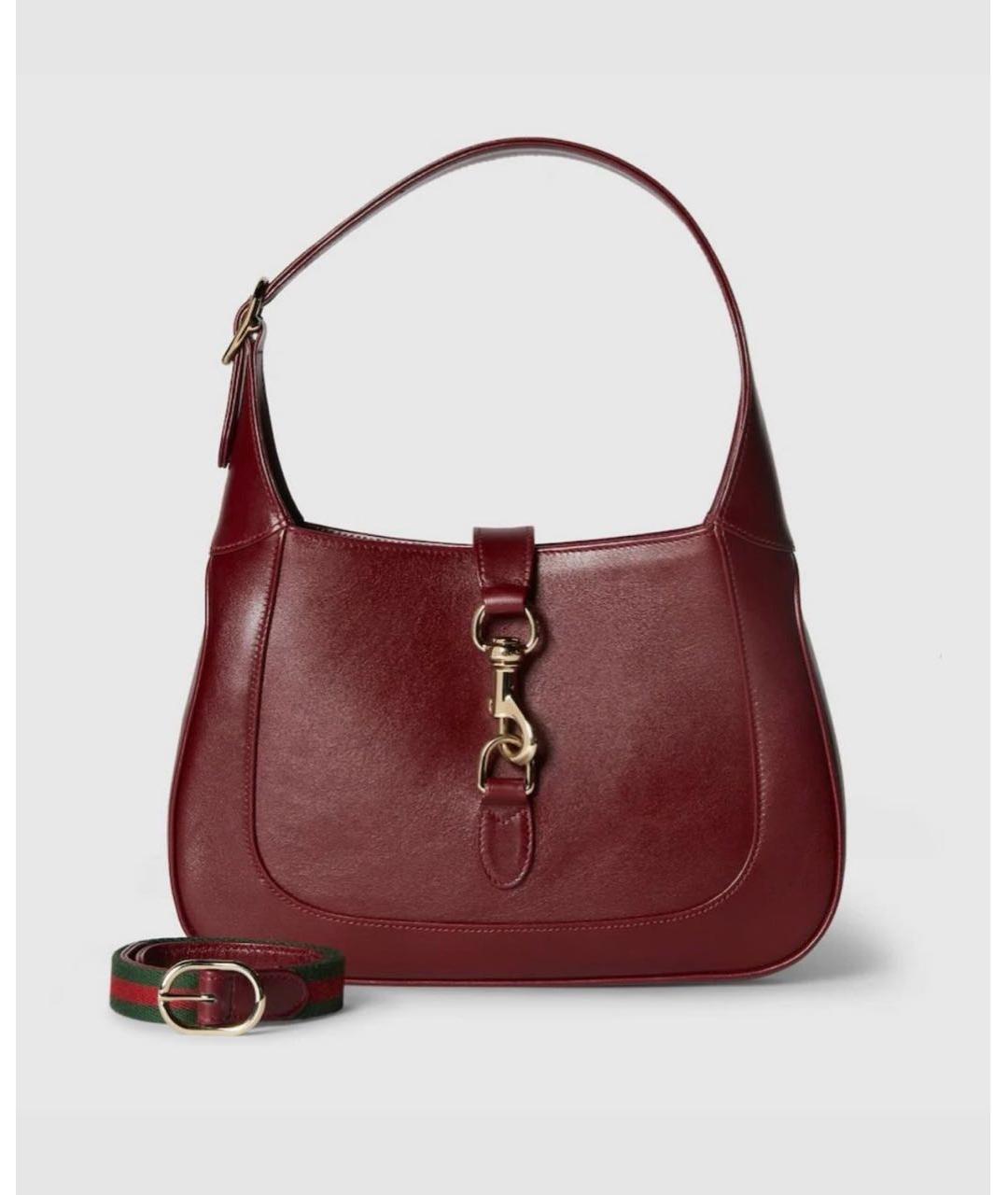 GUCCI Бордовая кожаная сумка с короткими ручками, фото 6