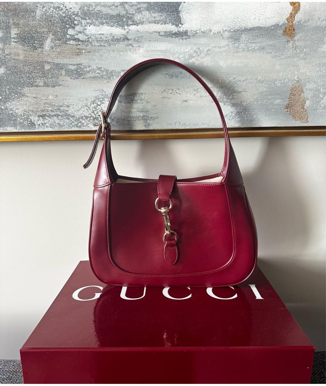 GUCCI Бордовая кожаная сумка с короткими ручками, фото 2