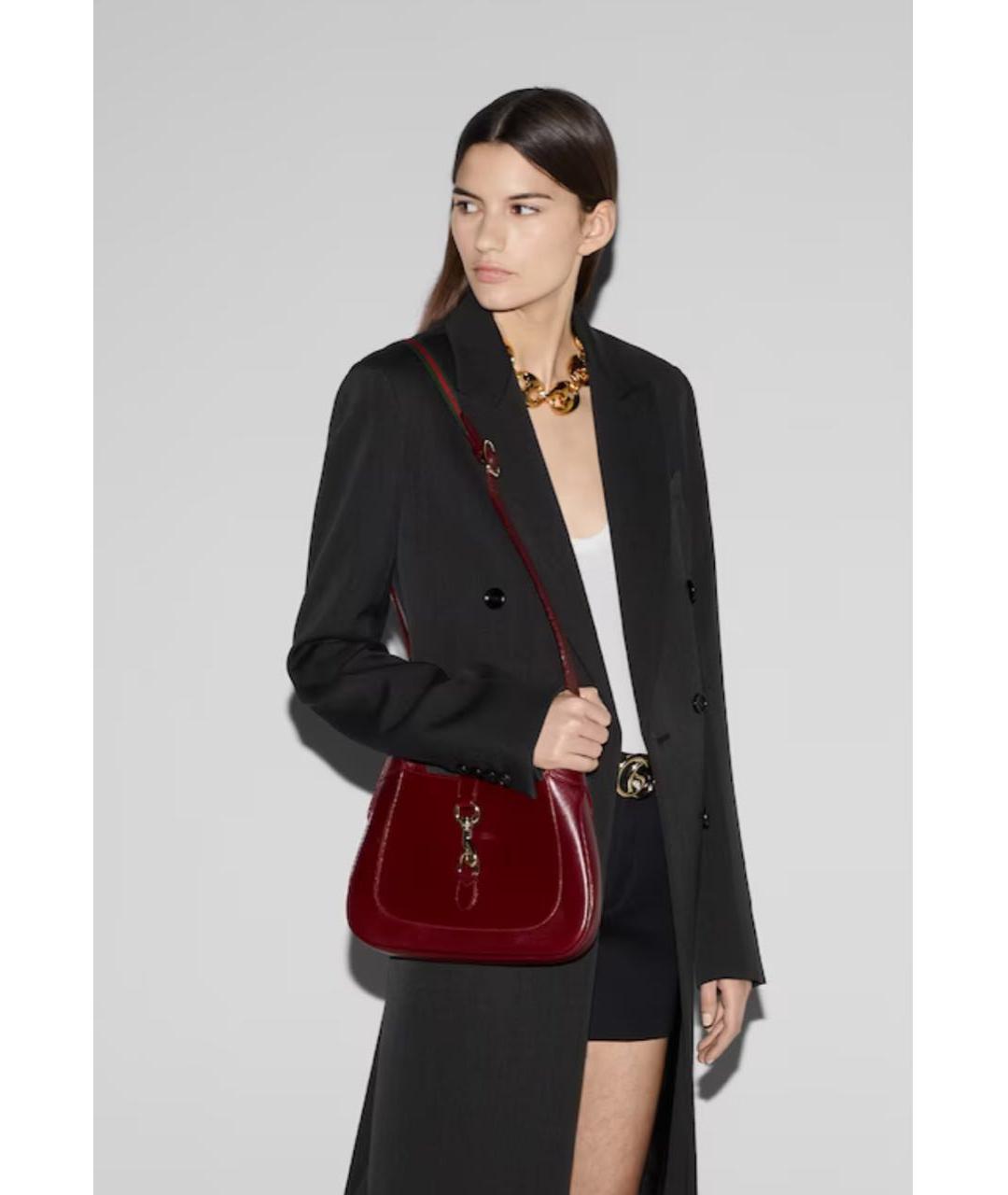 GUCCI Бордовая кожаная сумка с короткими ручками, фото 5