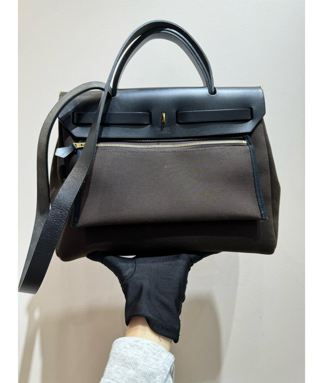 HERMES Коричневая льняная сумка через плечо, фото 3