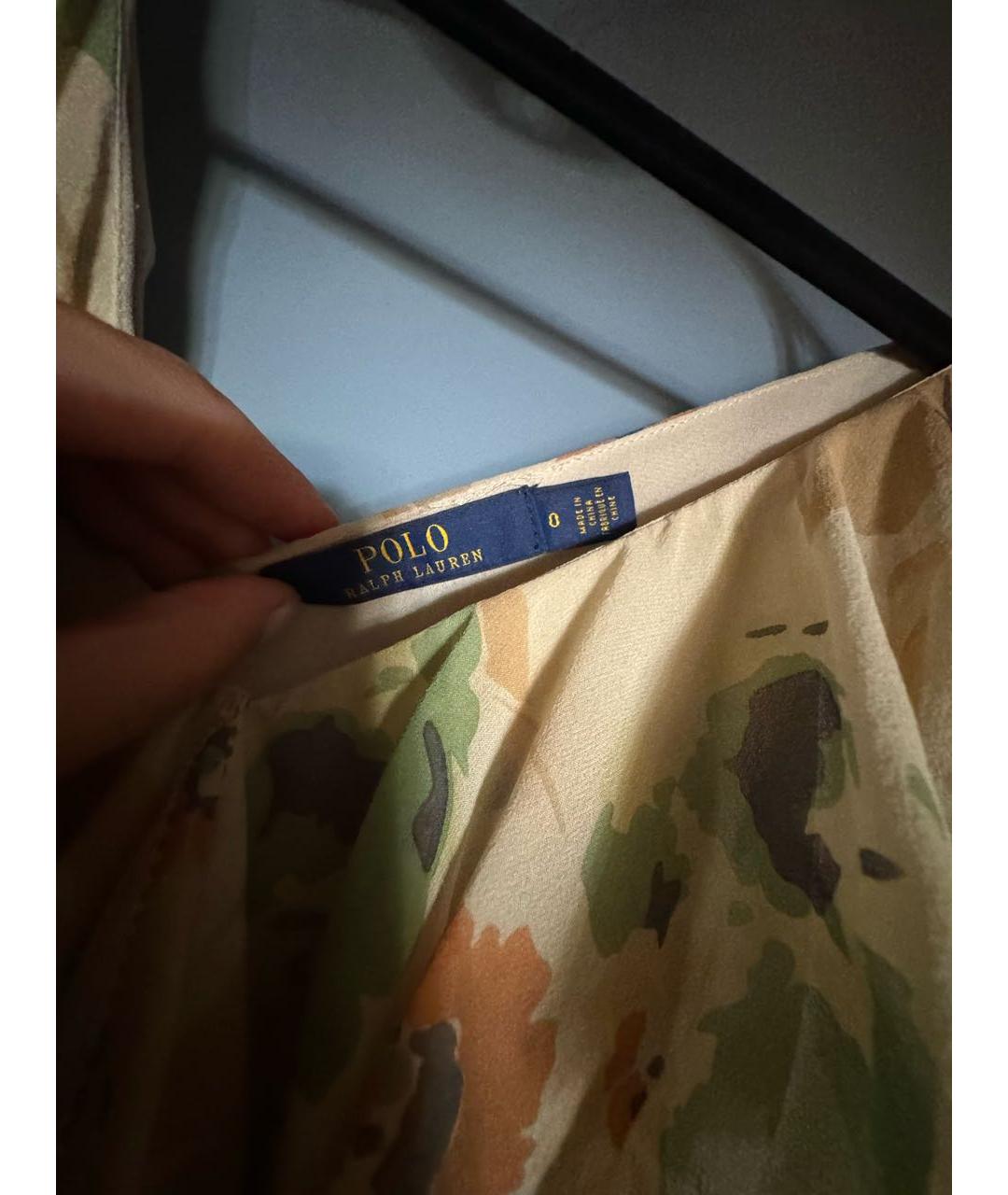 POLO RALPH LAUREN Желтое шелковое повседневное платье, фото 4