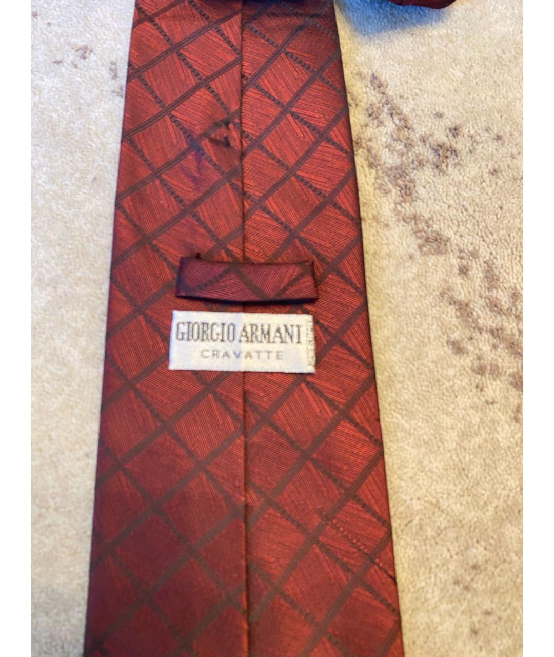 GIORGIO ARMANI Бордовый шелковый галстук, фото 3