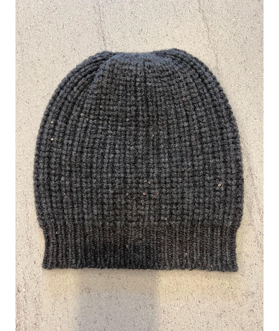 BRUNELLO CUCINELLI Антрацитовая кашемировая шапка, фото 5
