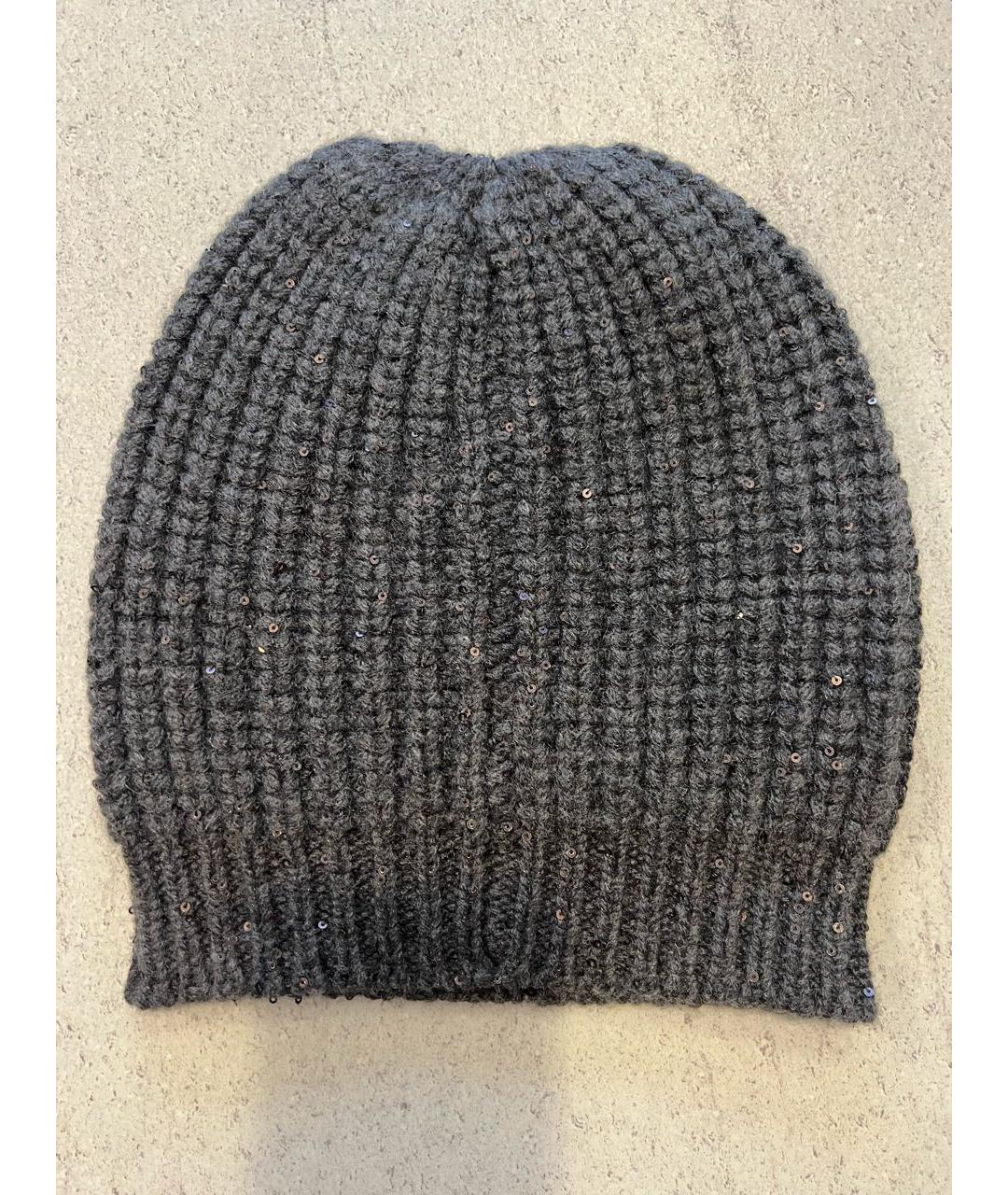BRUNELLO CUCINELLI Антрацитовая кашемировая шапка, фото 2