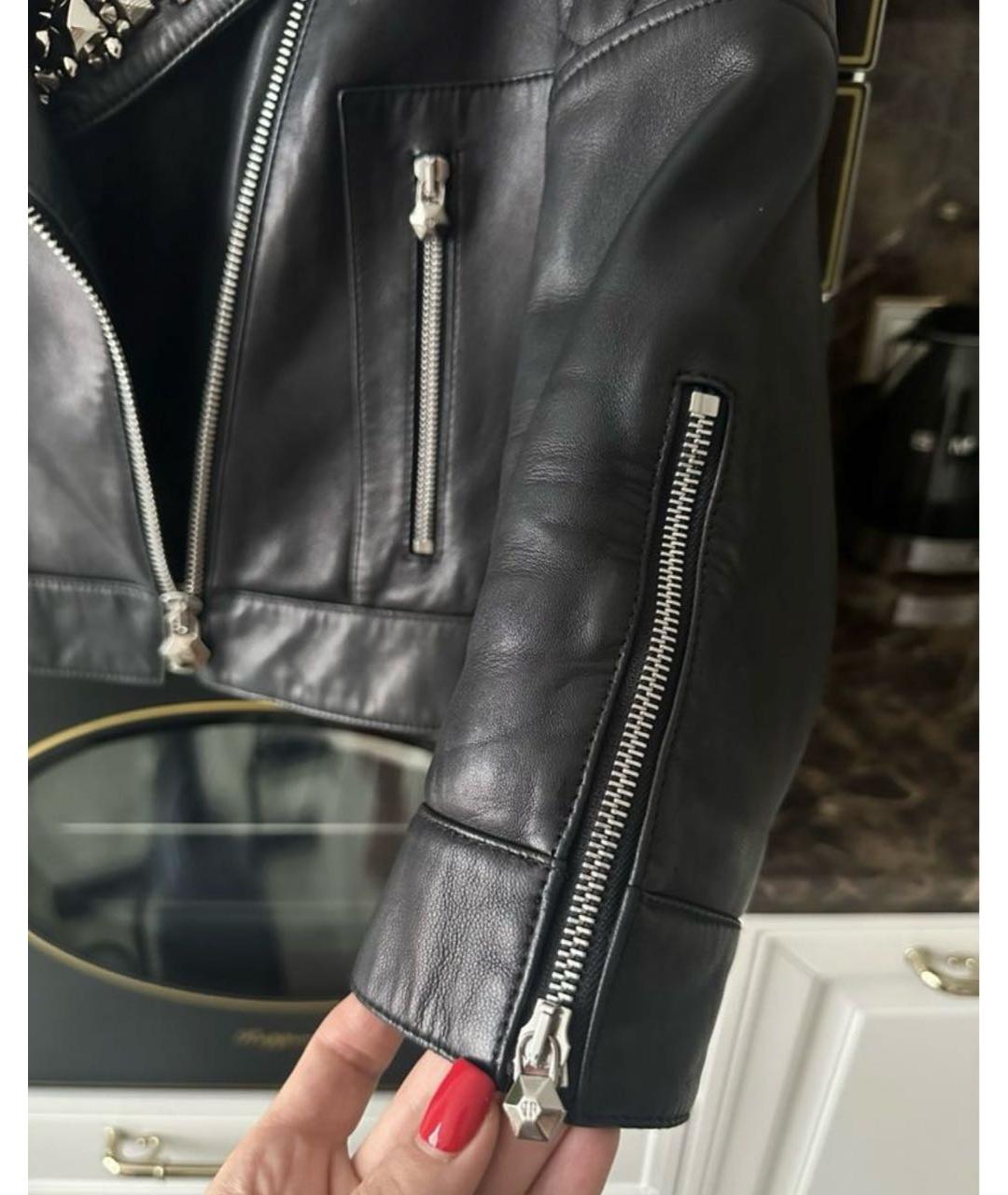 PHILIPP PLEIN Черная кожаная куртка, фото 6
