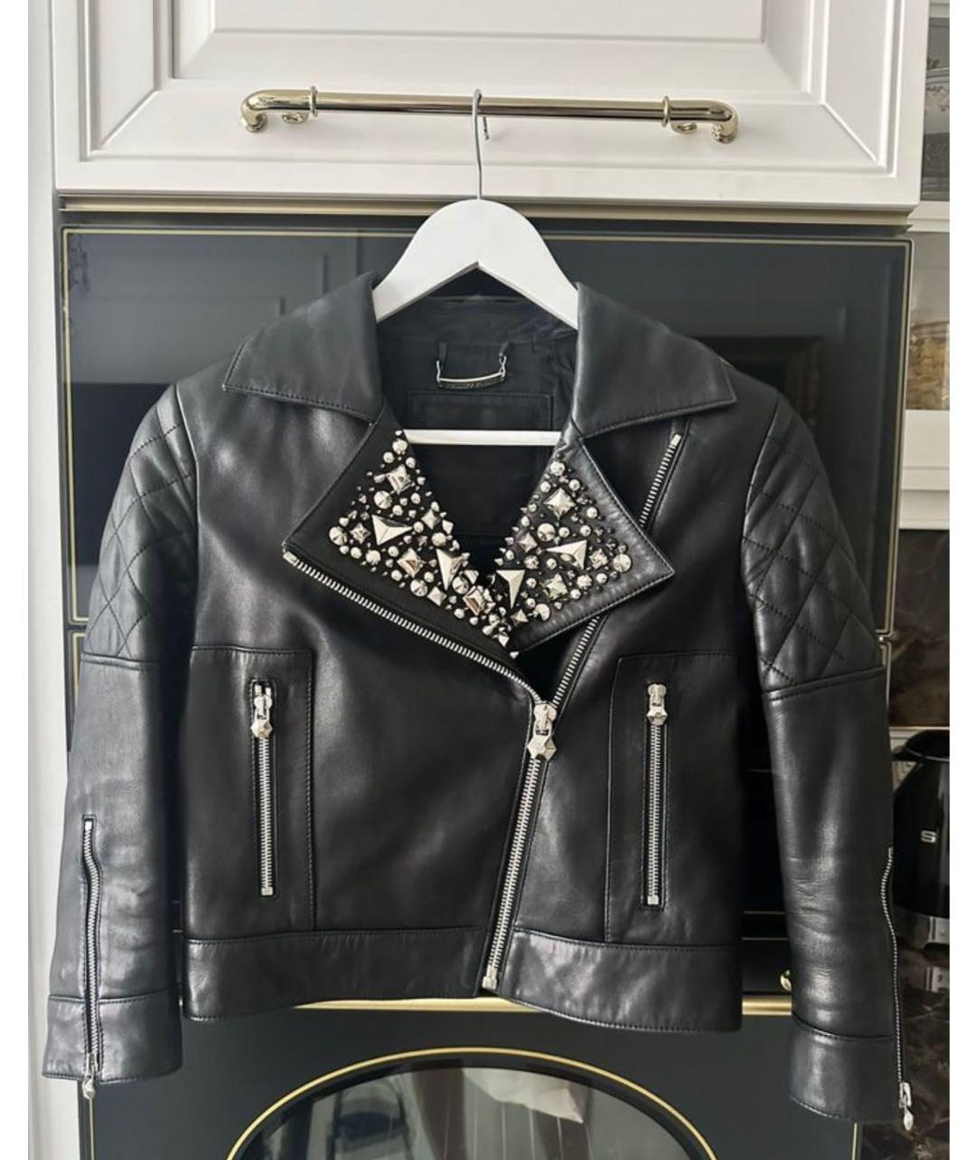 PHILIPP PLEIN Черная кожаная куртка, фото 2