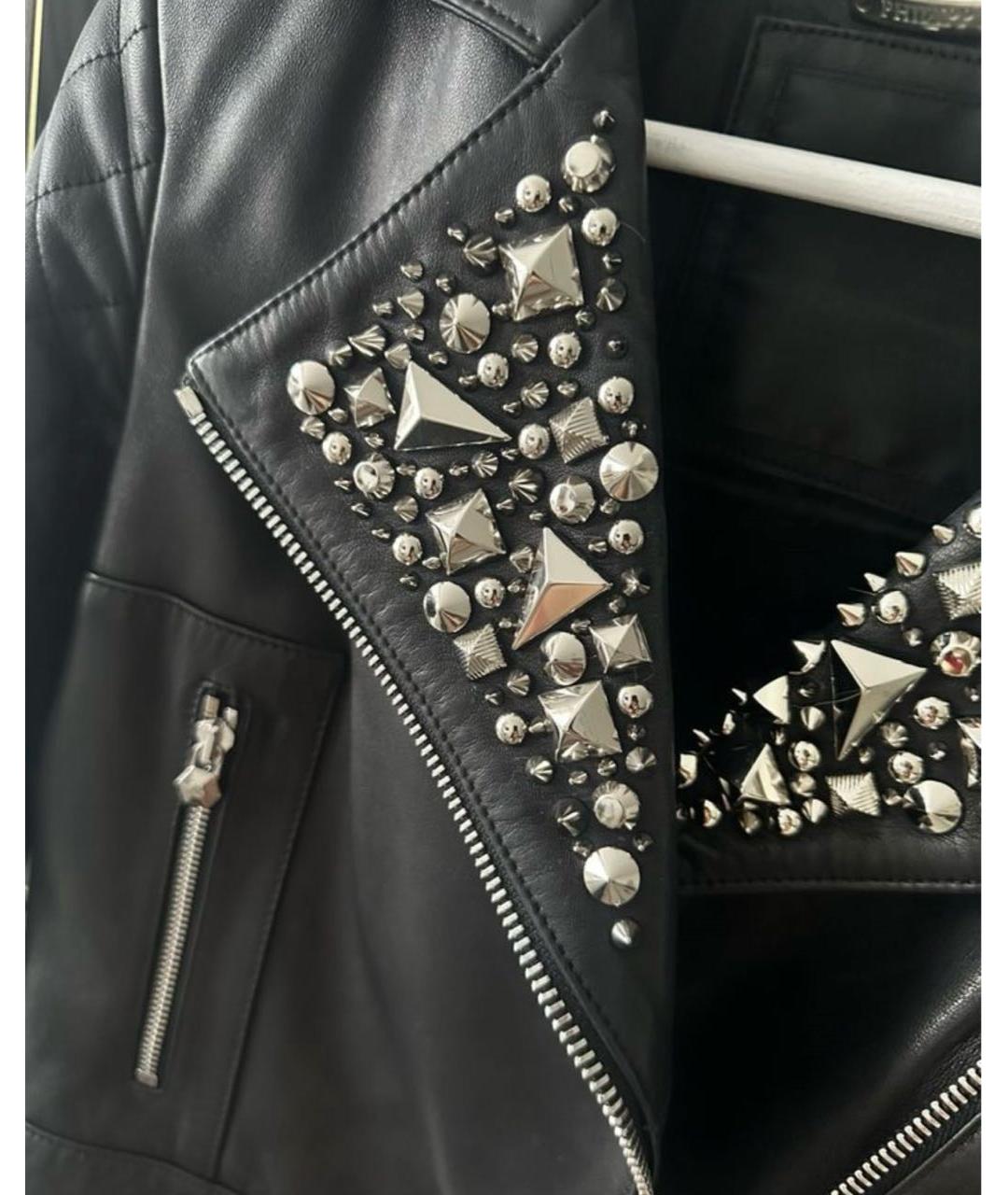 PHILIPP PLEIN Черная кожаная куртка, фото 5