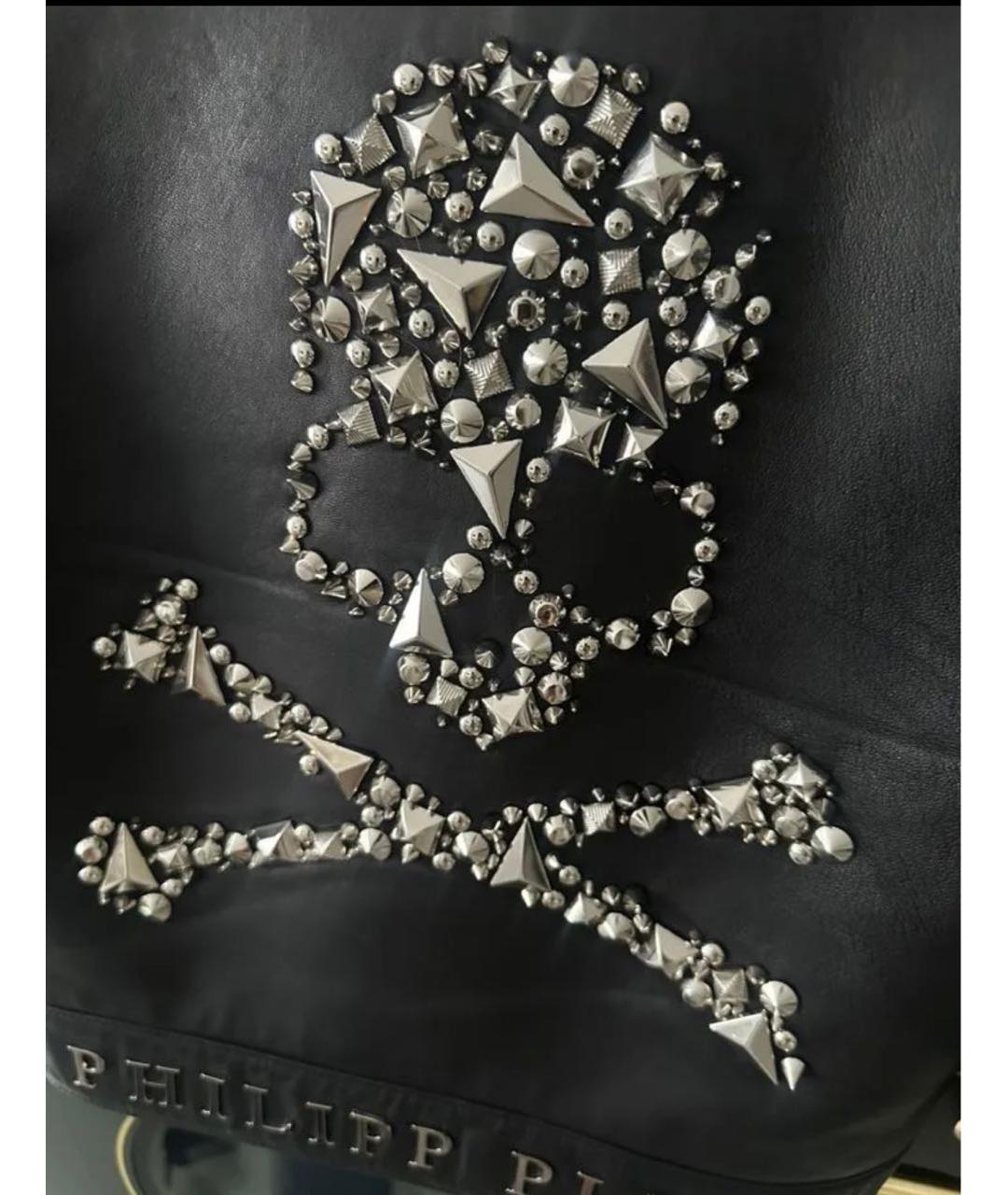 PHILIPP PLEIN Черная кожаная куртка, фото 4