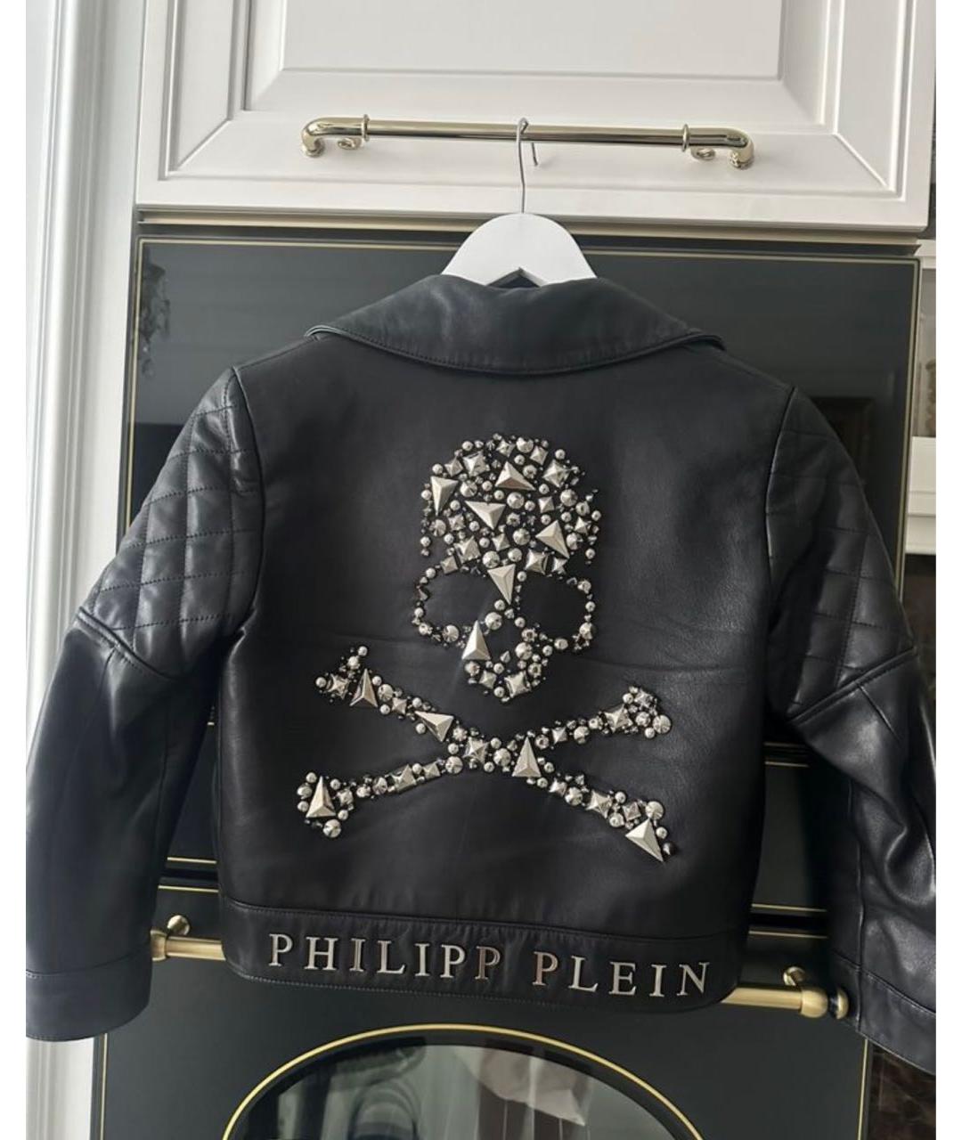 PHILIPP PLEIN Черная кожаная куртка, фото 3