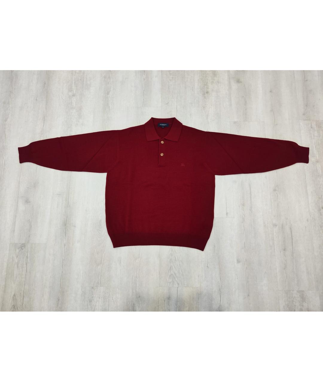 BURBERRY Бордовый шерстяной джемпер / свитер, фото 7