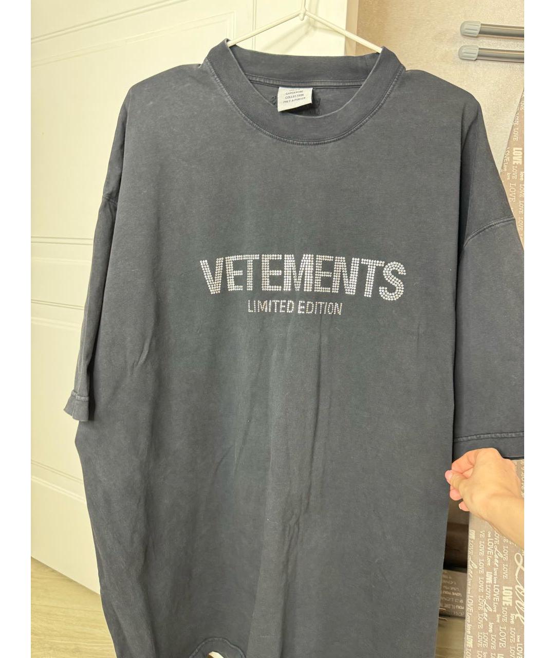 VETEMENTS Антрацитовая хлопковая футболка, фото 2