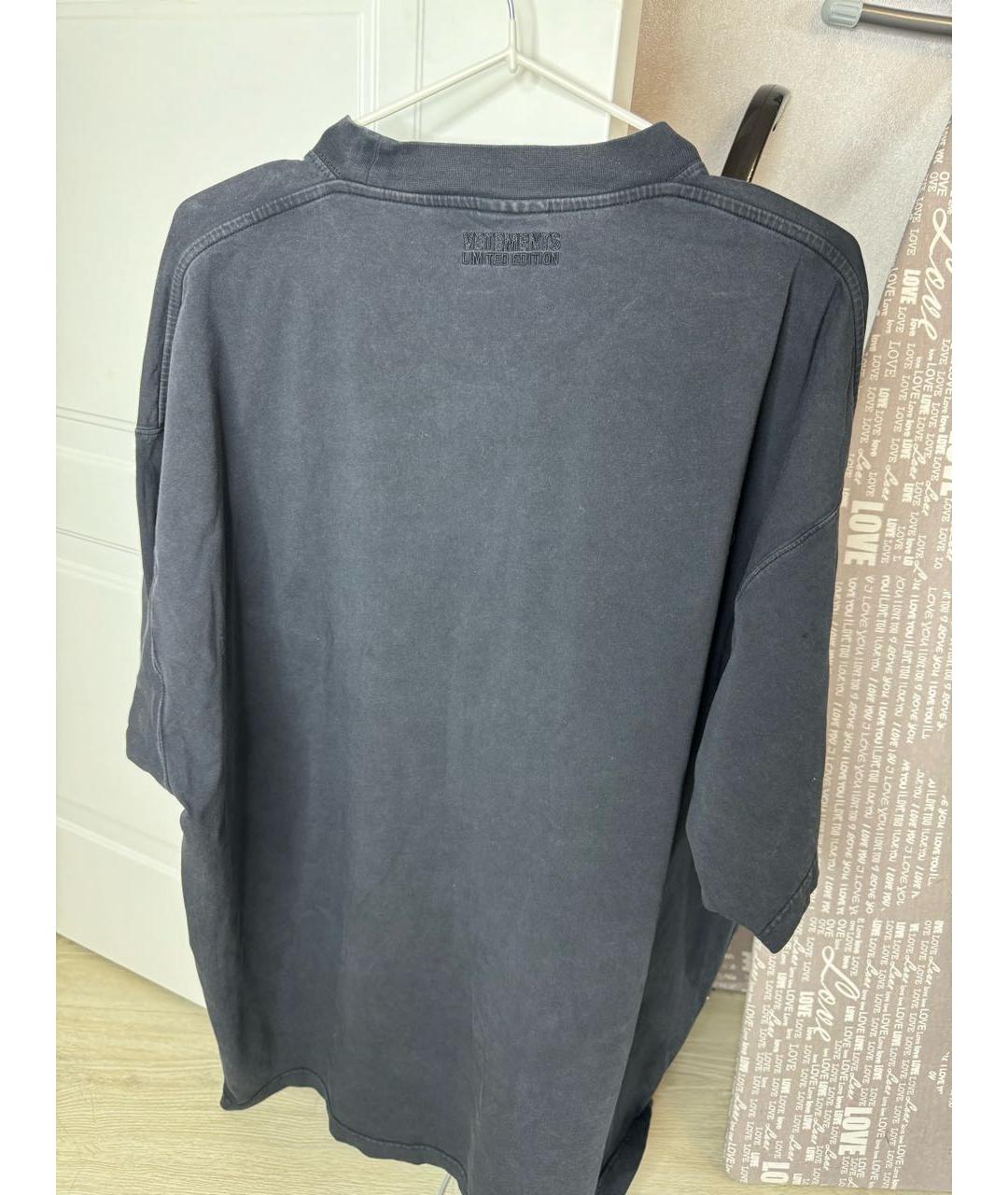 VETEMENTS Антрацитовая хлопковая футболка, фото 3