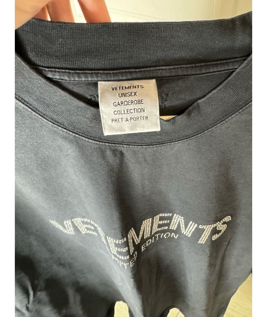 VETEMENTS Антрацитовая хлопковая футболка, фото 4