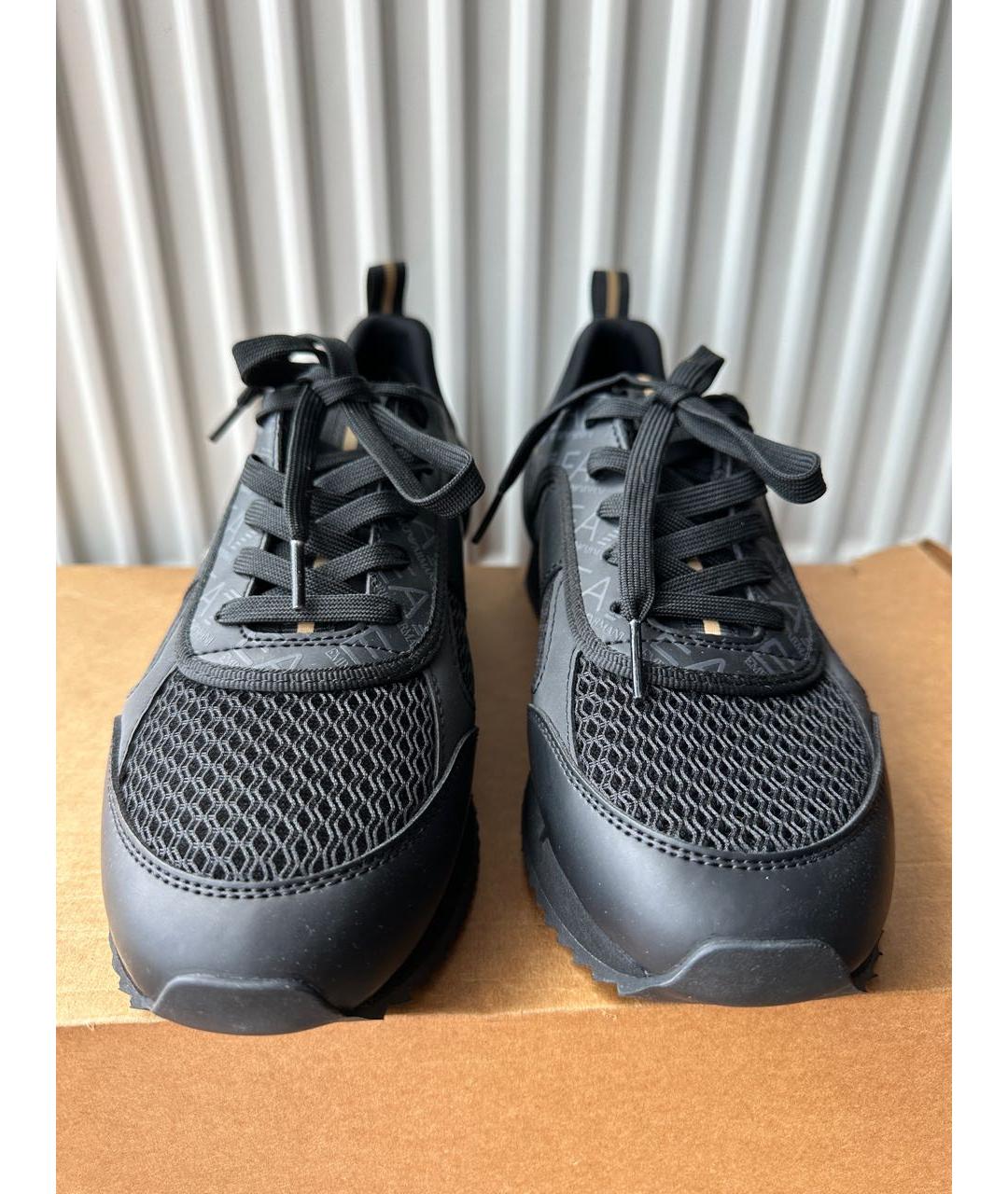 EA7 Черные кожаные низкие кроссовки / кеды, фото 5