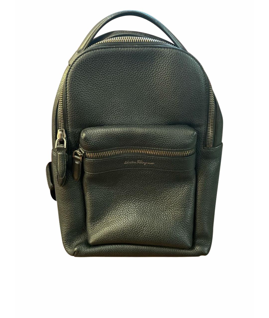 SALVATORE FERRAGAMO Черный кожаный рюкзак, фото 1