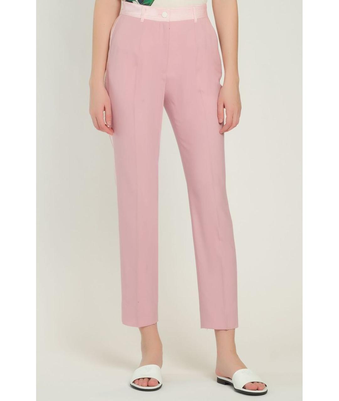 DOLCE&GABBANA Розовые шерстяные прямые брюки, фото 4