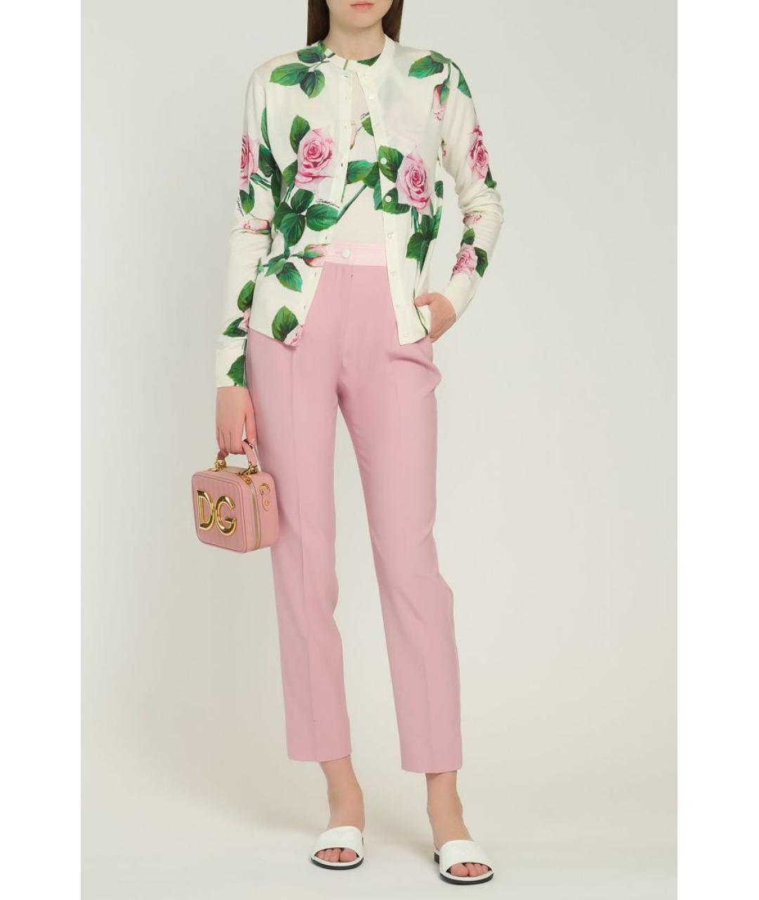 DOLCE&GABBANA Розовые шерстяные прямые брюки, фото 2