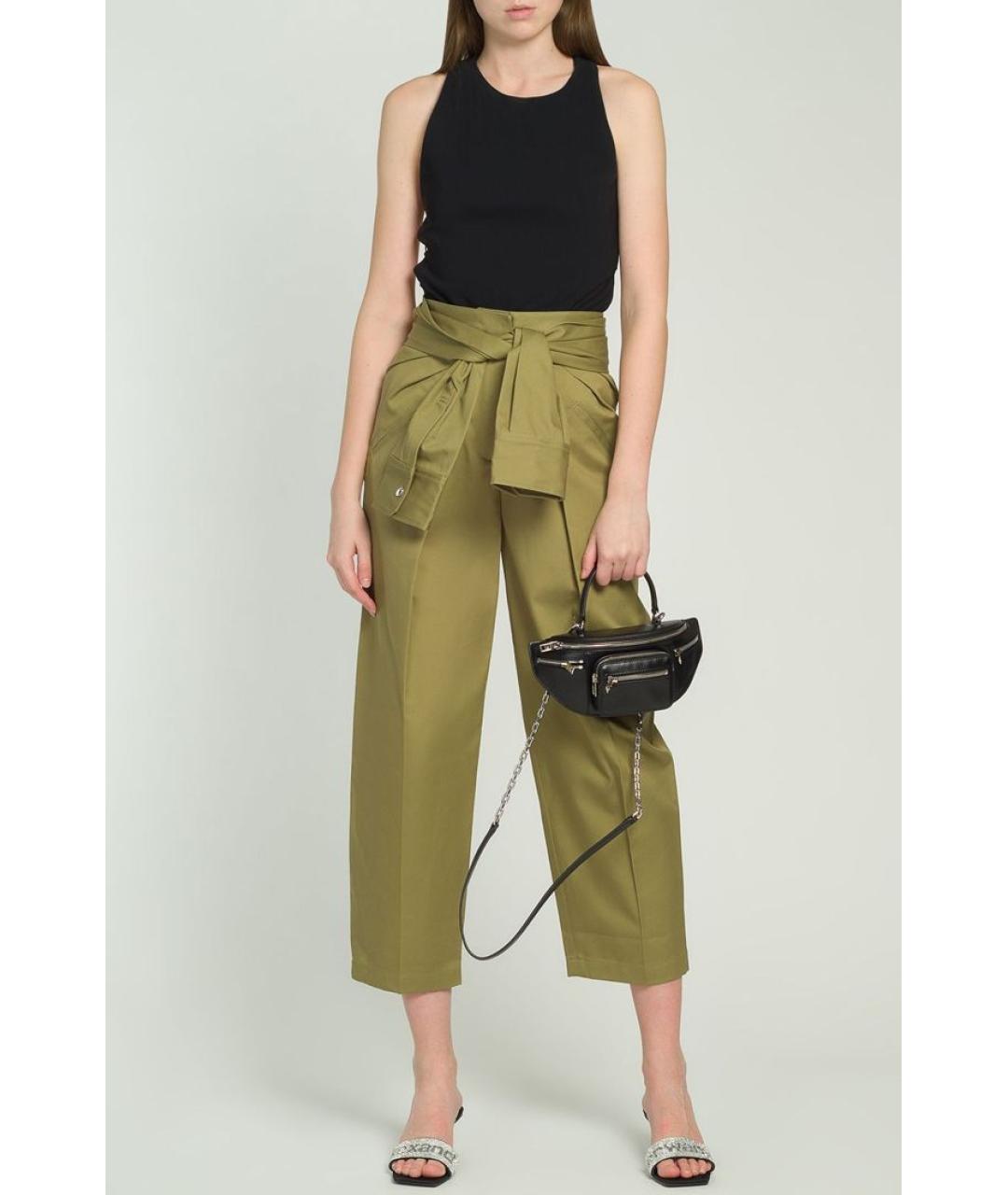 ALEXANDER WANG Хаки хлопковые прямые брюки, фото 3