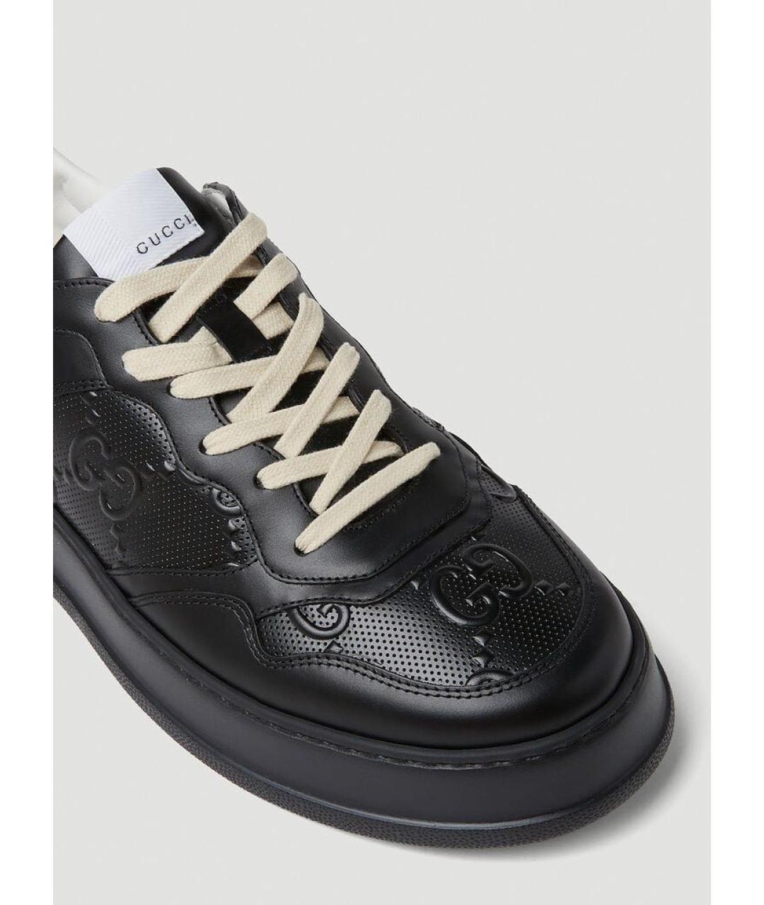 GUCCI Черные кожаные низкие кроссовки / кеды, фото 3