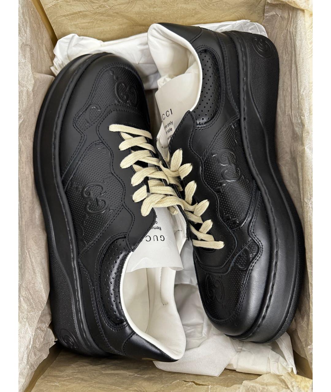 GUCCI Черные кожаные низкие кроссовки / кеды, фото 4