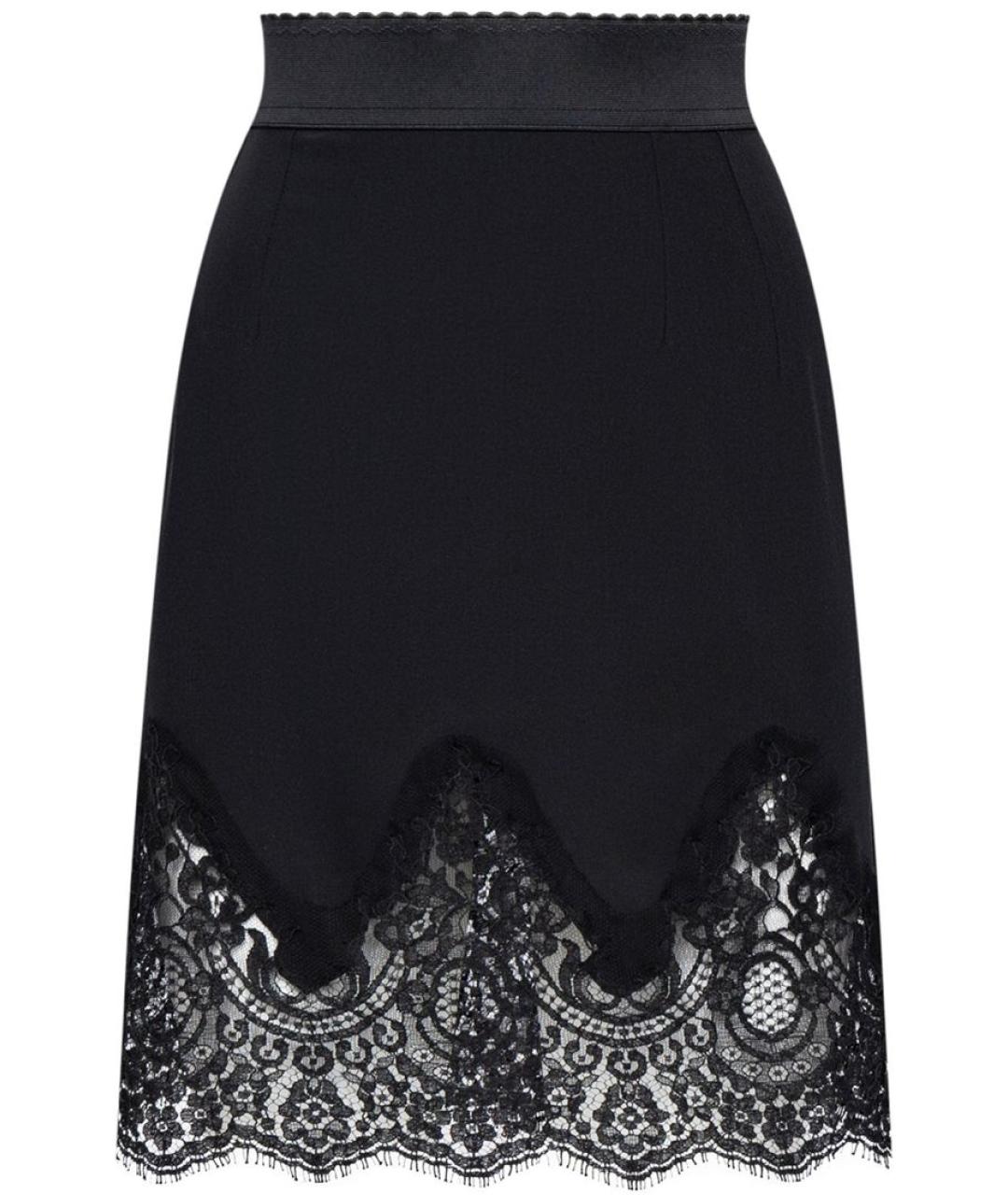 DOLCE&GABBANA Черная шелковая юбка мини, фото 1
