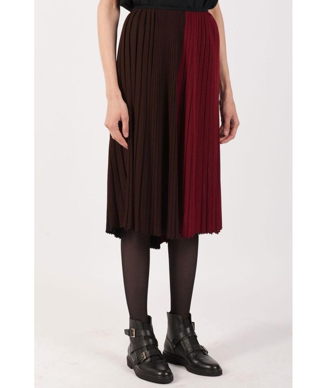 CELINE PRE-OWNED Бордовая шелковая юбка миди, фото 3